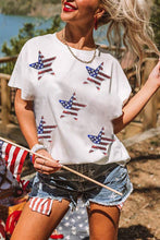Load image into Gallery viewer, Lovesoft - Multicolor Sequined American Flag Star Graphic T Shirt
