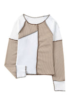 Load image into Gallery viewer, Suhkasana - Ribbed Color Block Slim Fit Top with Contrast Seams
