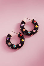 Load image into Gallery viewer, Designature New York - Clover Pattern Color Enamel Post Pin Hoop Earrings
