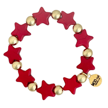 Load image into Gallery viewer, MODish Design Co - Howlite Star Bracelet - Red
