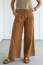 Load image into Gallery viewer, LA Society - LAS Wooden Button Elastic Waist Wide Leg Pants (S-XL)
