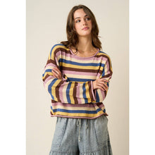 Load image into Gallery viewer, mittoshop - MULTICOLOR STRIPED SWEATER KNIT TOP
