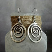 Load image into Gallery viewer, Retro Geometric Spiral Circle Handmade Dangle Earrings
