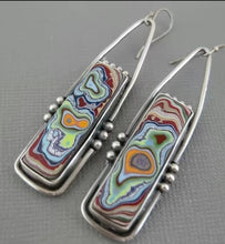 Load image into Gallery viewer, Boho Vintage Spiral Marble Pattern Colorful Stone Drop Earrings

