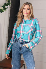 Load image into Gallery viewer, Teal &amp; Pink Plaid Front Pocket Shirt Shacket
