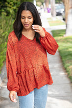 Load image into Gallery viewer, Rust Leopard Wool Dobby Woven Knit Top
