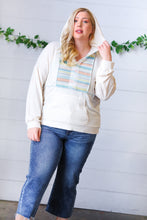 Load image into Gallery viewer, Oatmeal Multicolor Stripe Outseam Hoodie
