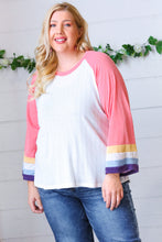 Load image into Gallery viewer, Pink Pointelle Color Block Wide Sleeve Pullover

