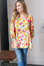 Load image into Gallery viewer, Daffodil Square Neck Peplum Floral Challis Woven Top
