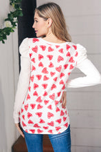 Load image into Gallery viewer, Heart Print French Terry Puff Sleeve Top
