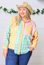 Load image into Gallery viewer, Mint &amp; Pink Cotton Plaid Check Baby Doll Raglan Shirt
