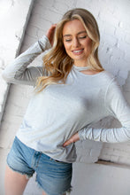 Load image into Gallery viewer, Grey Stripe Cold Shoulder Cut Out Knit Top
