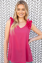 Load image into Gallery viewer, Fuchsia Frill Shoulder Sleeveless Crepe Woven Top
