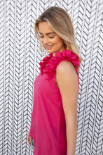 Load image into Gallery viewer, Fuchsia Frill Shoulder Sleeveless Crepe Woven Top

