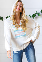 Load image into Gallery viewer, Oatmeal Multicolor Stripe Outseam Hoodie
