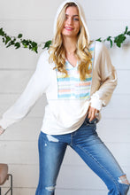 Load image into Gallery viewer, Oatmeal Multicolor Stripe Outseam Hoodie
