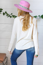 Load image into Gallery viewer, Cream Rib Lace V Neck Button Detail Top

