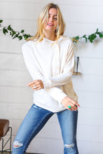 Load image into Gallery viewer, Cream French Terry Button Down Outseam Hoodie
