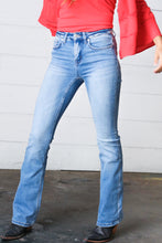 Load image into Gallery viewer, Light Wash Cotton High Rise Bell Bottom Denim Jeans
