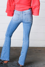 Load image into Gallery viewer, Light Wash Cotton High Rise Bell Bottom Denim Jeans
