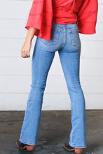 Load image into Gallery viewer, Light Wash Cotton High Rise Bell Bottom Denim Jeans
