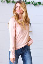 Load image into Gallery viewer, Peach Wide Rib Knit Eyelet Yoke Top
