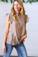 Load image into Gallery viewer, Taupe Animal Print Smocked Button Down Top
