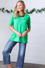 Load image into Gallery viewer, Saint Patty Green Asymmetrical Sequin Banded V Neck Top
