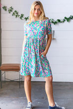 Load image into Gallery viewer, Mint Green Fit &amp; Flare Floral Midi Dress
