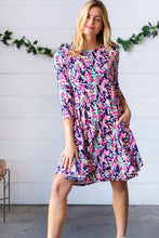 Load image into Gallery viewer, Navy Floral Flare Midi Dress
