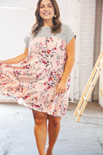 Load image into Gallery viewer, Blush Floral Crinkle Rayon &amp; Terry Babydoll Tiered Dress
