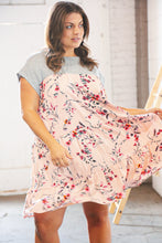 Load image into Gallery viewer, Blush Floral Crinkle Rayon &amp; Terry Babydoll Tiered Dress
