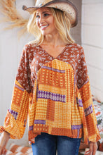 Load image into Gallery viewer, Boho V Neck Crinkle Floral Woven Babydoll Top
