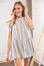 Load image into Gallery viewer, Multi Stripe Double Ruffle Sleeve Frill Tiered Top
