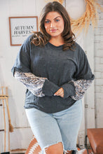 Load image into Gallery viewer, Grey Distressed Twofer Ethnic Thumbhole Top
