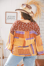 Load image into Gallery viewer, Boho V Neck Crinkle Floral Woven Babydoll Top
