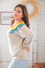 Load image into Gallery viewer, Taupe Terry Rib Color Block Out Seam Detail Pullover
