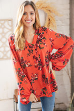 Load image into Gallery viewer, Sunset Floral V Neck Wool Dobby Top
