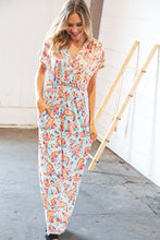 Load image into Gallery viewer, Lt Blue Floral Paisley Surplice Elastic Waist Maxi Dress
