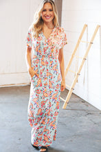 Load image into Gallery viewer, Lt Blue Floral Paisley Surplice Elastic Waist Maxi Dress
