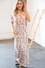 Load image into Gallery viewer, Lt Blue Floral Paisley Surplice Elastic Waist Maxi Dress
