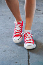 Load image into Gallery viewer, Red Canvas Lace Up Sneakers
