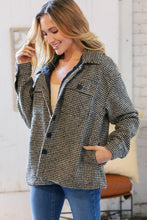 Load image into Gallery viewer, Collared Houndstooth Button Down Wool Blend Jacket
