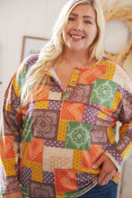 Load image into Gallery viewer, Multicolor Patchwork Button Down Terry Outseam Top

