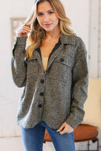 Load image into Gallery viewer, Collared Houndstooth Button Down Wool Blend Jacket
