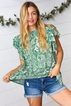 Load image into Gallery viewer, Boho Floral Mock Neck Double Flutter Sleeve Woven Top
