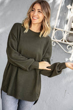 Load image into Gallery viewer, Olive Thermal Hi-Lo Round Neck Sweater
