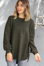Load image into Gallery viewer, Olive Thermal Hi-Lo Round Neck Sweater
