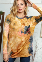 Load image into Gallery viewer, Multicolor Tie Dye Brushed Hacci Plaid Front Pocket Pullover
