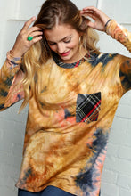 Load image into Gallery viewer, Multicolor Tie Dye Brushed Hacci Plaid Front Pocket Pullover
